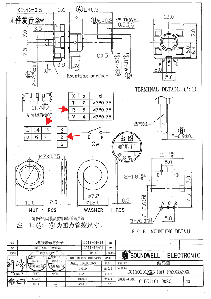 ec11型編碼器帶開關規格書